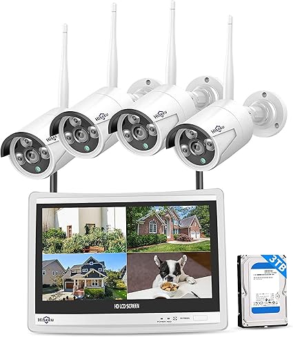 [16CH Expandable, 5MP] Hiseeu Home Security System, 2.4G/5G Wireless WiFi Pro 4K Full 12″ LCD