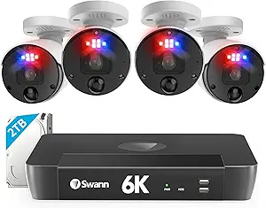 Swann 12MP Home Security Cameras with 8580 2TB HDD Recorder, NVR Security Camera System, 8 Channel 4 Cam