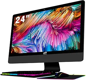 All-in-One Desktop, 24″ FHD Display, Intel Core i7 3.1G up to 3.9G, 16G, 1T SSD, WiFi, BT 5.0, RGB Keyboard & Mouse & Mouse Pad, Webcam, W10H64