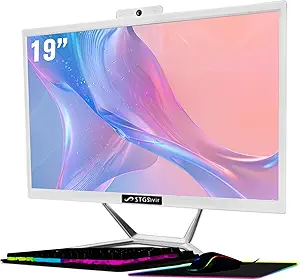 All-in-One Desktop Computer, 19-inch Display, Core i5 2.9GHz up to 3.6GHz, 16G Memory, 512G SSD, WiFi 5, Bluetooth, RGB Keyboard & Mouse & Mouse Pad, Webcam, W10H64