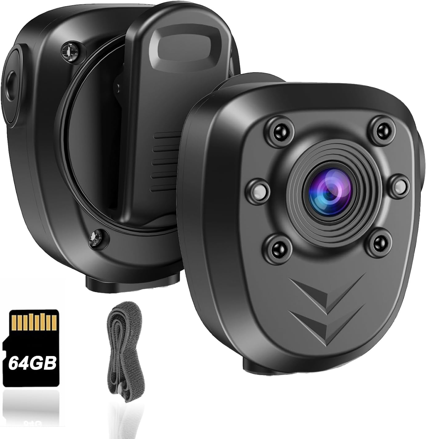 Body Camera with 1080P Recording Spy Hidden Wireless Cam Built-in 64GB Card 1080P Police Recorder Security Cam with Night Vision Dash Cam for Home/Outdoor/Law Enforcement/Cop Guard (64G)