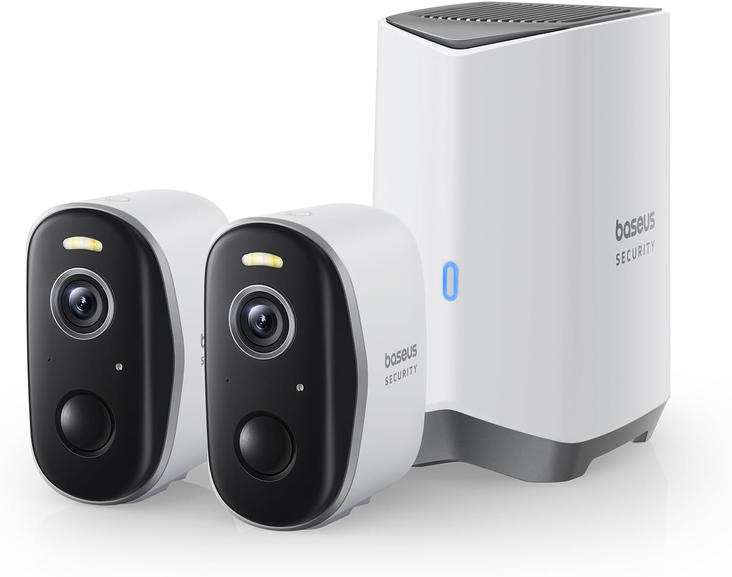 Baseus Wireless Cameras for Home Security, N1 2-Cam Kit with True 2K Clarity, No Monthly Fee, 16TB Expandable Local Storage, 210-Day Battery Life, Spotlight & Alarm, Works with Alexa and Google Home