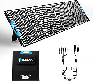 200W Portable Solar Panel for Power Station, Foldable Solar Panel w/4 Kickstands, Waterproof Solar Panel with XT60 Anderson 19V DC Output, Solar Panel Charger for Outdoor RV Camper Blackout